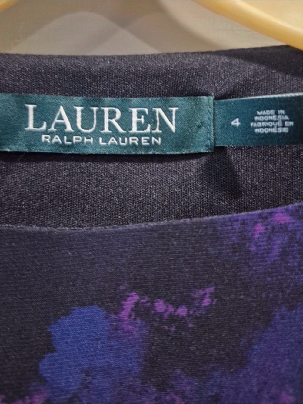 Ralph Lauren Black Midi Dress with Magenta and Deep Blue Print - Picture 4 of 4